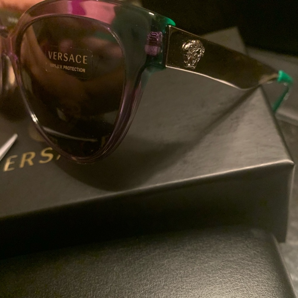 Versace Violet/Silver/Green 
Cat Eye Sunglasses